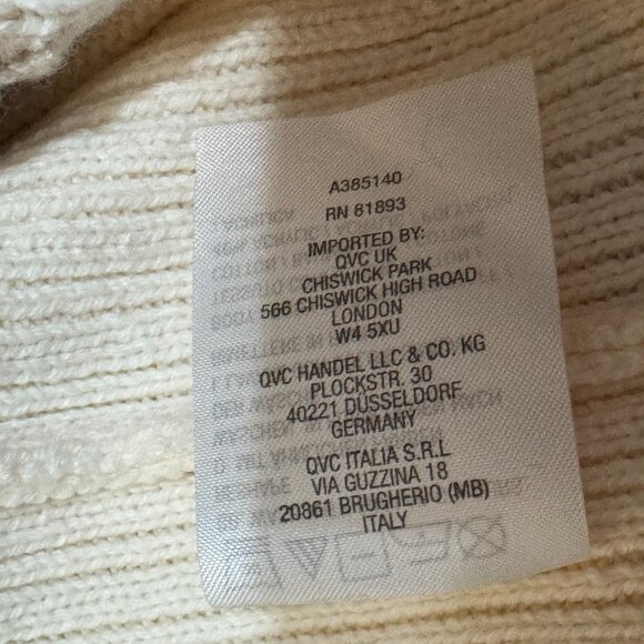 Isaac Mizrahi Shawl Collar Cardigan Sweater, Block Pattern, Cream/Beige, Large - Picture 16 of 16